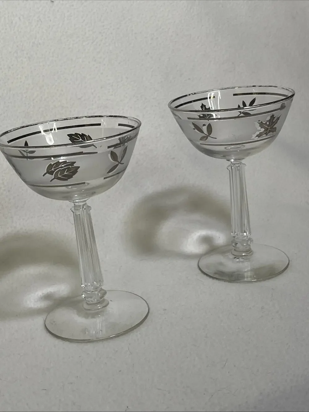 Libbey Silver Leaf Champagne Martini Sherbet Glasses X2 6 oz